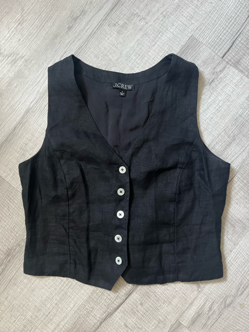 J. CREW Linen Black Women's Button-Front Vest Small - Picture 7 of 13